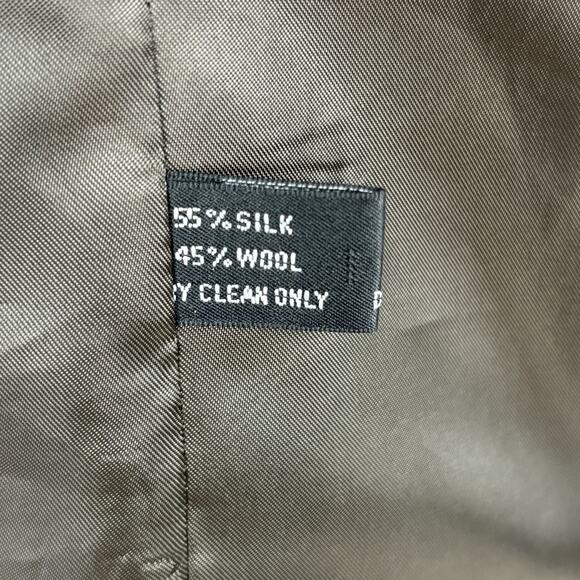 Club Room Men's 43R Double Breasted Sport Coat Wool Silk Gatsby Tan Brown Check - Picture 6 of 9